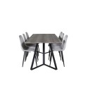 Marina söögilaud – 180*90*H75 – hall / must+Polar Diamond söögitoolid – mustad jalad – hall Velvet_6