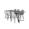 Marina söögilaud – 180*90*H75 – hall / must+Polar Diamond söögitoolid – mustad jalad – hall Velvet_6