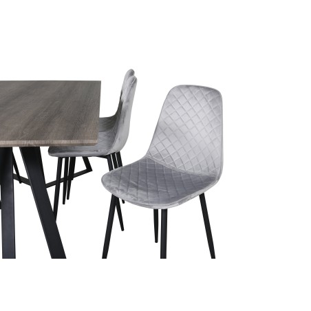 Marina söögilaud – 180*90*H75 – hall / must+Polar Diamond söögitoolid – mustad jalad – hall Velvet_6