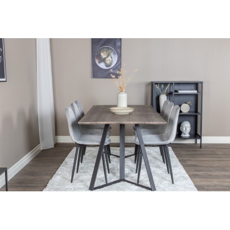 Marina söögilaud – 180*90*H75 – hall / must+Polar Diamond söögitoolid – mustad jalad – hall Velvet_6
