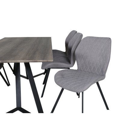 Marina söögilaud - 180*90*H75 - hall / must+Gemma söögitoolid - mustad jalad - hall kangas_6