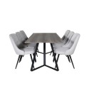 Marina söögilaud - 180*90*H75 - hall / must+velvet Deluxe söögitoolid - mustad jalad - helehall kangas_6