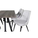 Marina söögilaud - 180*90*H75 - hall / must+velvet Deluxe söögitoolid - mustad jalad - helehall kangas_6