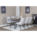 Marina söögilaud - 180*90*H75 - hall / must+velvet Deluxe söögitoolid - mustad jalad - helehall kangas_6