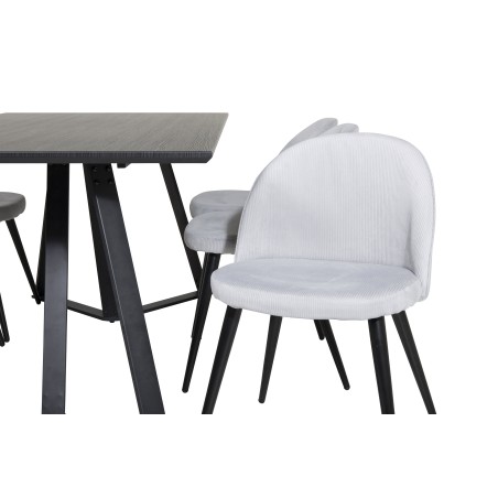 Marina söögilaud - must plaat / mustad jalad + sametine söögitool, velvetist - helehall / must_6