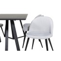 Marina söögilaud - must plaat / mustad jalad + sametine söögitool, velvetist - helehall / must_6