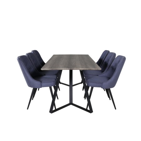 Marina söögilaud - 180*90*H75 - hall / must+velvet Deluxe söögitool - mustad jalad - sinine kangas_6