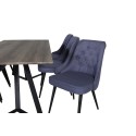 Marina söögilaud - 180*90*H75 - hall / must+velvet Deluxe söögitool - mustad jalad - sinine kangas_6