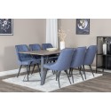 Marina söögilaud - 180*90*H75 - hall / must+velvet Deluxe söögitool - mustad jalad - sinine kangas_6