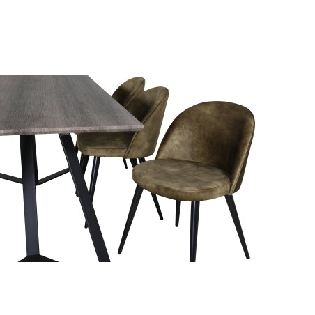 Marina söögilaud – 180*90*H75 – hall/must+sametine söögitool – mustad jalad – tolmune roheline samet_6
