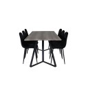 Marina söögilaud – 180*90*H75 – hall / must+Polar Diamond söögitool – mustad jalad – must samet_6