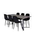 Marina söögilaud – 180*90*H75 – hall / must+Polar Diamond söögitool – mustad jalad – must samet_6