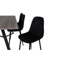 Marina söögilaud – 180*90*H75 – hall / must+Polar Diamond söögitool – mustad jalad – must samet_6