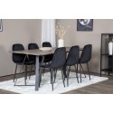 Marina söögilaud – 180*90*H75 – hall / must+Polar Diamond söögitool – mustad jalad – must samet_6