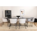 Leif söögilaud , must suitsutatud klaas + Berit toolid , must helehall Velvet_6