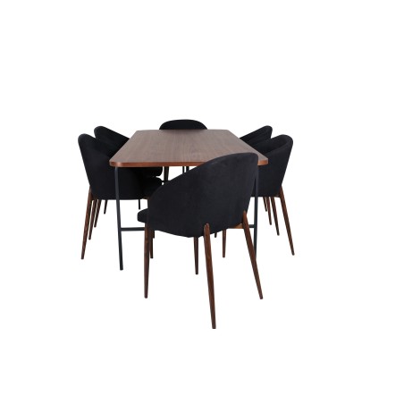 Uno söögilaud , must pähkli spoon + kaarega söögitool , pähkli jalad , must kangas_6