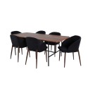 Uno söögilaud , must pähkli spoon + kaarega söögitool , pähkli jalad , must kangas_6