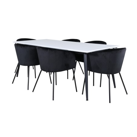 Jimmy söögilaud - must / valge HPL+Berit toolid - must / must Velvet_6