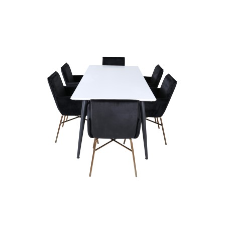 Jimmy söögilaud – must / valge HPL+Petra toolid – Distressed Copper / Black Velvet_6