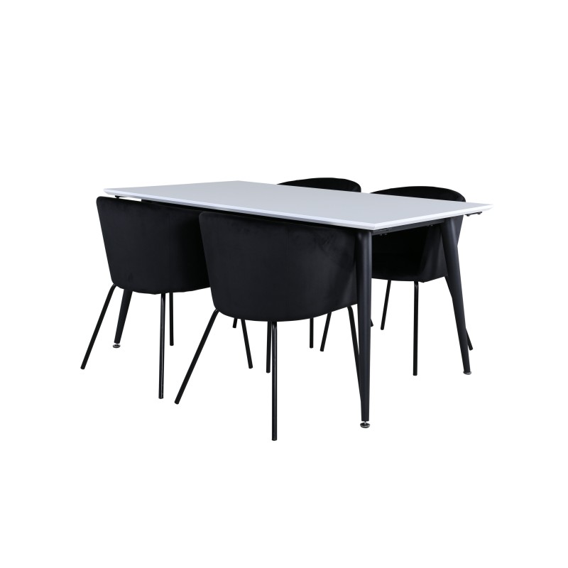 Jimmy söögilaud - must / valge HPL+Berit toolid - must / must Velvet_4
