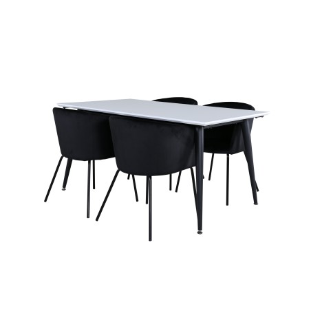 Jimmy söögilaud - must / valge HPL+Berit toolid - must / must Velvet_4