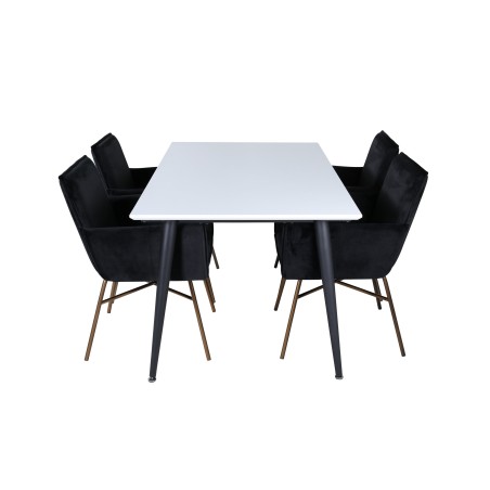 Jimmy söögilaud – must / valge HPL+Petra toolid – distressed Copper / Black Velvet_4