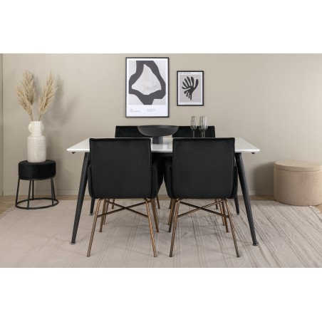 Jimmy söögilaud – must / valge HPL+Petra toolid – distressed Copper / Black Velvet_4