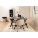 Uno söögilaud - must / must spoon + sametpistetega toolid - must / beež kangas _6