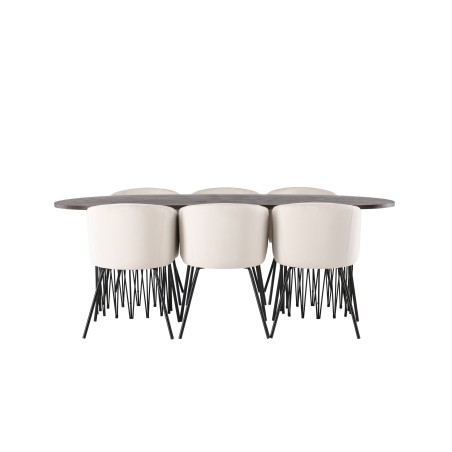 Kivist ovaalne söögilaud - must / Mocca spoon + Berit toolid - must / beež samet _6