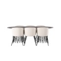 Kivist ovaalne söögilaud - must / Mocca spoon + Berit toolid - must / beež samet _6