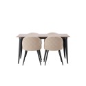 Tempe söögilaud - must / pähkel MDF + sametpistetega toolid - must / beež kangas  _4