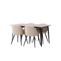 Tempe söögilaud - must / pähkel MDF + sametpistetega toolid - must / beež kangas  _4