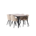 Tempe söögilaud - must / pähkel MDF + sametpistetega toolid - must / beež kangas  _4