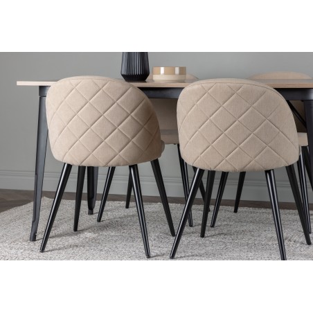 Tempe söögilaud - must / pähkel MDF + sametpistetega toolid - must / beež kangas  _4
