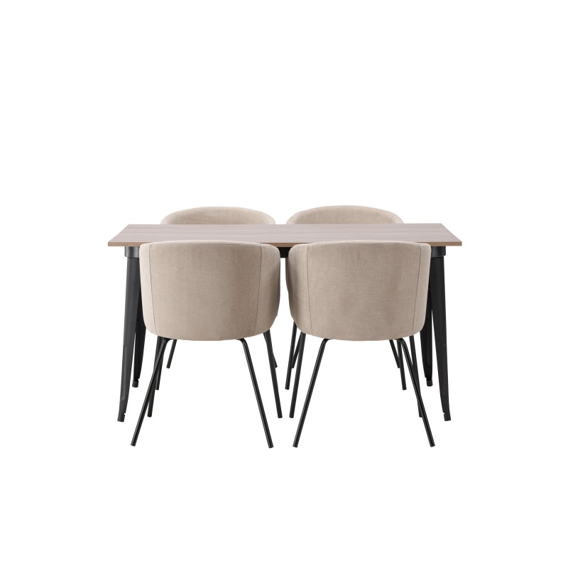 Tempe söögilaud - must / pähkel MDF + Berit toolid - must / beež kangas  _4