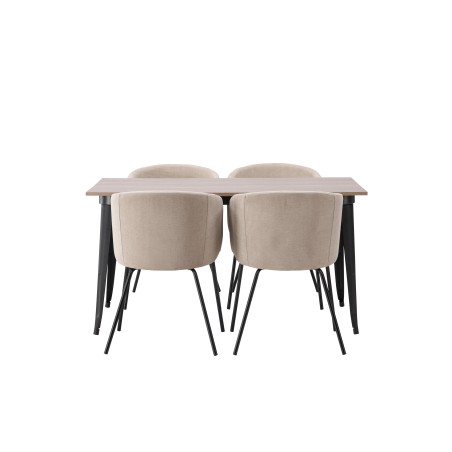 Tempe söögilaud - must / pähkel MDF + Berit toolid - must / beež kangas  _4