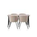 Tempe söögilaud - must / pähkel MDF + Berit toolid - must / beež kangas  _4
