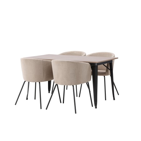 Tempe söögilaud - must / pähkel MDF + Berit toolid - must / beež kangas  _4