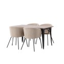 Tempe söögilaud - must / pähkel MDF + Berit toolid - must / beež kangas  _4