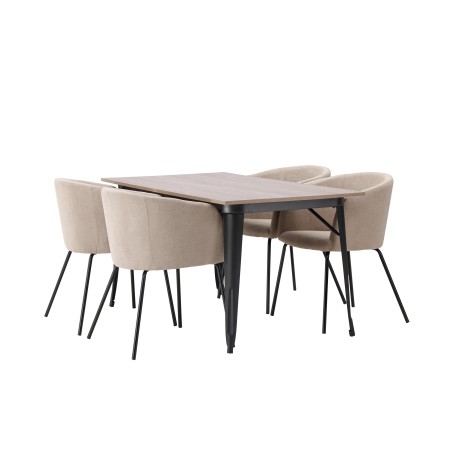 Tempe söögilaud - must / pähkel MDF + Berit toolid - must / beež kangas  _4