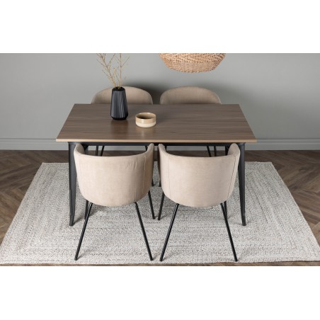 Tempe söögilaud - must / pähkel MDF + Berit toolid - must / beež kangas  _4
