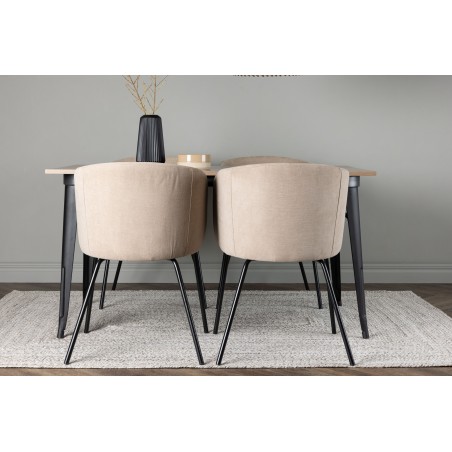 Tempe söögilaud - must / pähkel MDF + Berit toolid - must / beež kangas  _4