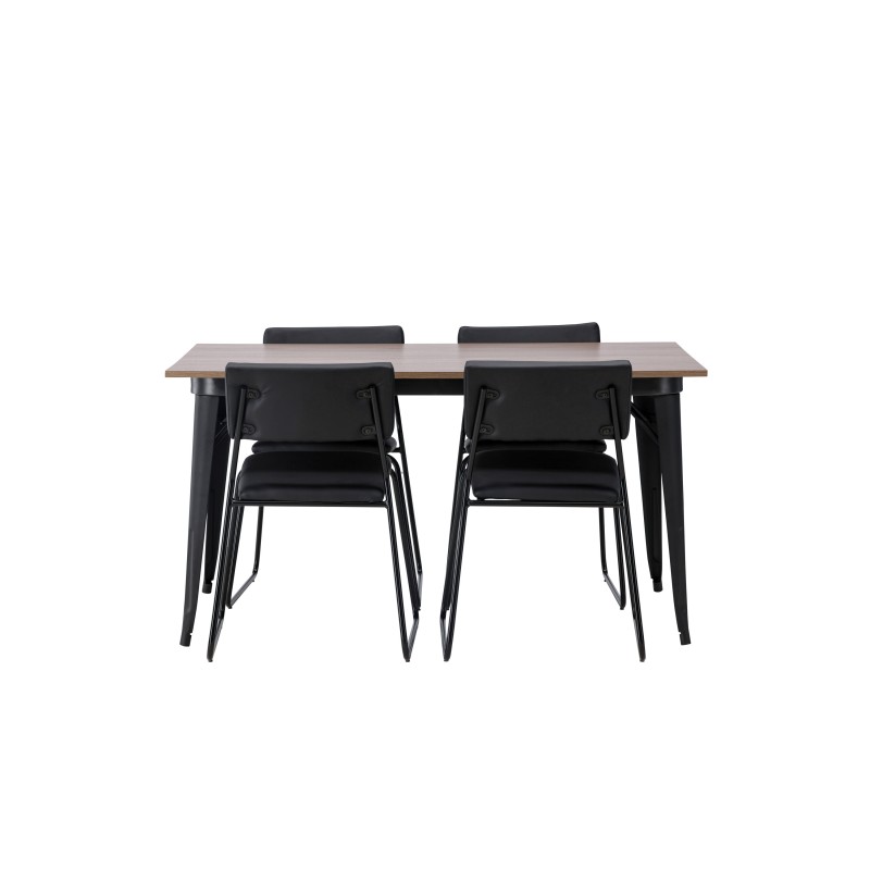 Tempe söögilaud - must / pähkel MDF + Kenth toolid - must / must PU _4