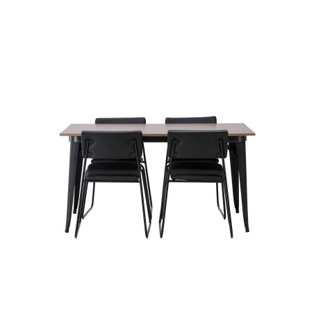 Tempe söögilaud - must / pähkel MDF + Kenth toolid - must / must PU _4