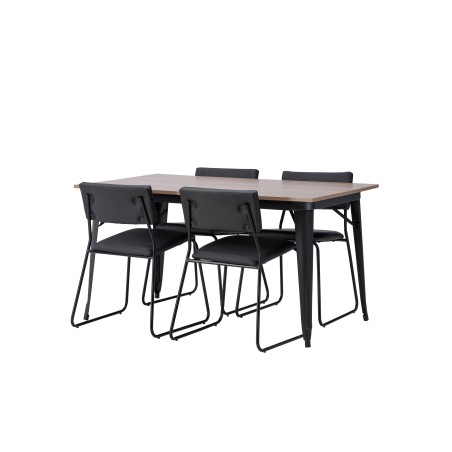 Tempe söögilaud - must / pähkel MDF + Kenth toolid - must / must PU _4
