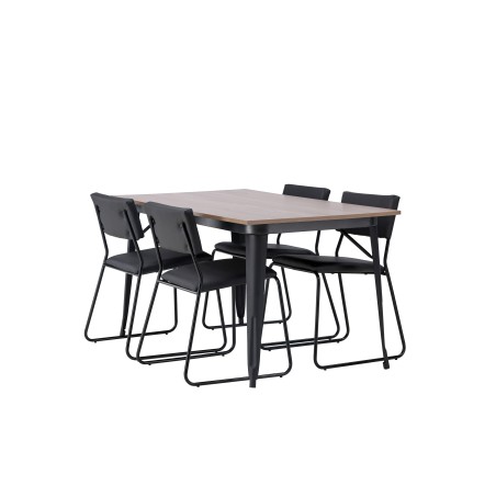 Tempe söögilaud - must / pähkel MDF + Kenth toolid - must / must PU _4