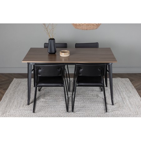 Tempe söögilaud - must / pähkel MDF + Kenth toolid - must / must PU _4
