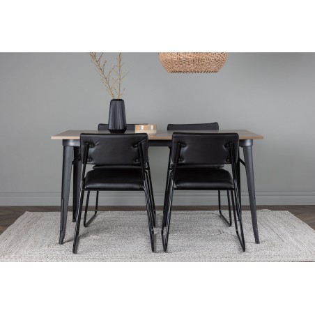Tempe söögilaud - must / pähkel MDF + Kenth toolid - must / must PU _4