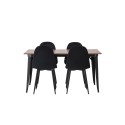 Tempe söögilaud - must / pähkel MDF + söögitoolid Polar - mustad jalad / must samet _4