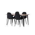 Tempe söögilaud - must / pähkel MDF + söögitoolid Polar - mustad jalad / must samet _4